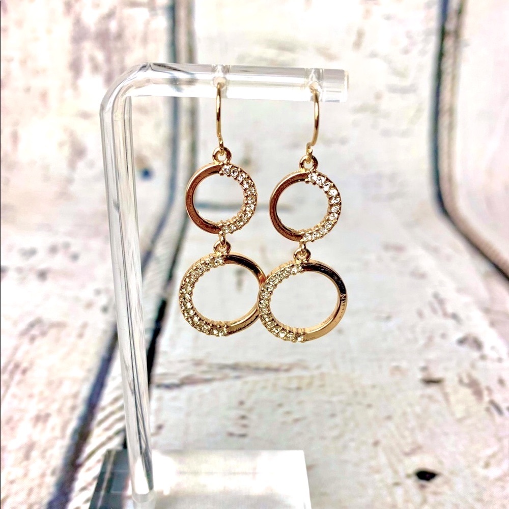 Gold Sparkling double hoop earrings